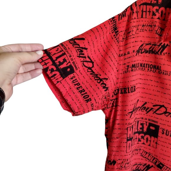 HARLEY-DAVIDSON Short Sleeve Allover Print Button Down Shirt - Picture 4 of 13